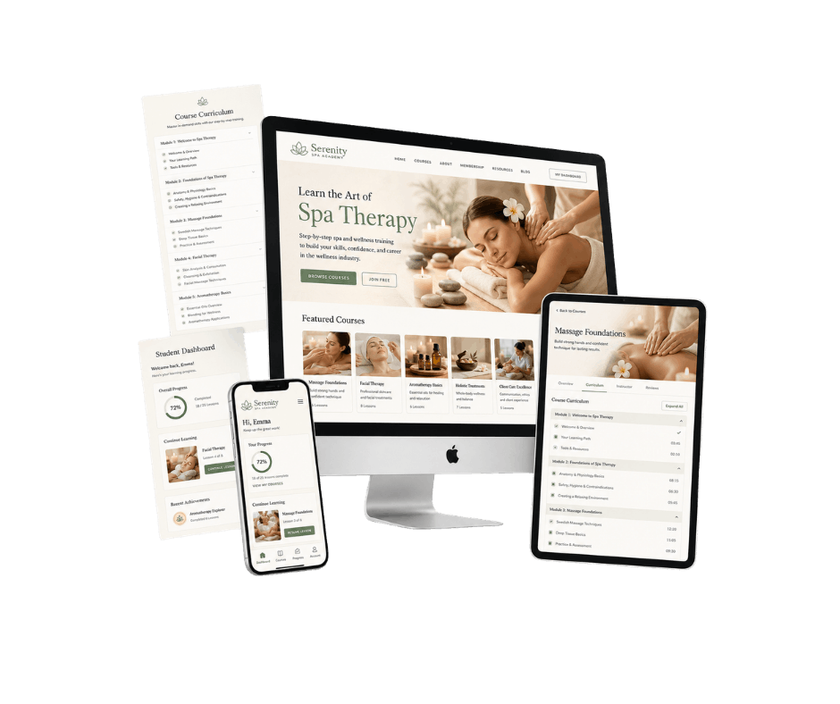 LifterLMS course website mockup for a flower design course