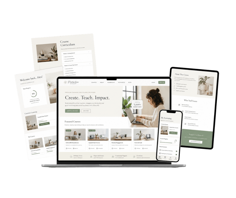LifterLMS course website mockup for a tech design course